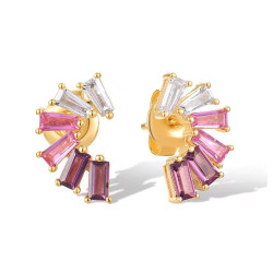 Created Purple Spinel S925 sterling silver earrings