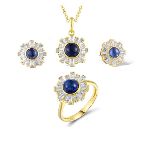 наранцэцэг Цэнхэр спинель алтаар бүрсэн мөнгөн хослол