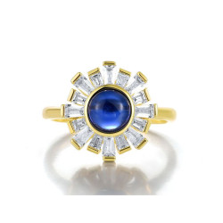 Sunflower Blue Spinel Sterling Silver Pendant Earring Ring Set