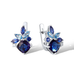 Multicolor gem stone 18K Gold plated Sterling Silver clip Earrings