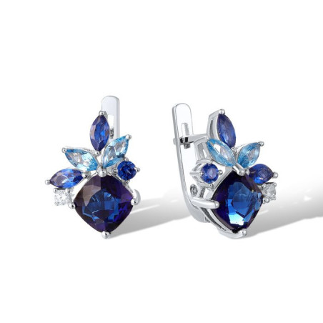 олон өнгийн эрдэнийн чулуу 18K алтаар бүрсэн мөнгөн ээмэг