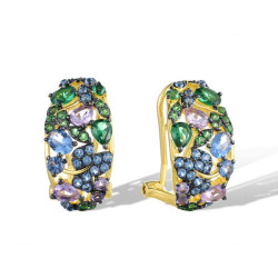 14K Yellow Gold plated Blue, purple,green spinel jewelry Set