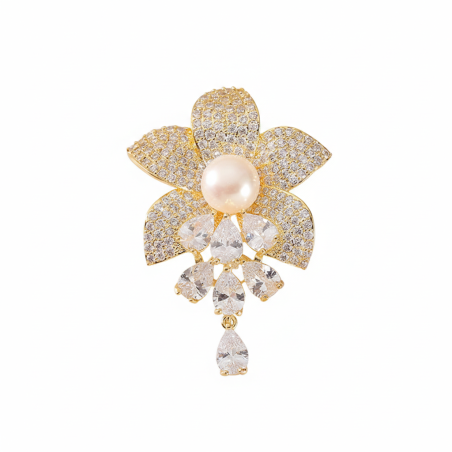 Flower Natural Fresh water Pearl Brooch and Pendant