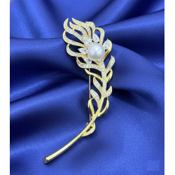 Feathers Fresh water Pearl Brooch,Pendant gold plated