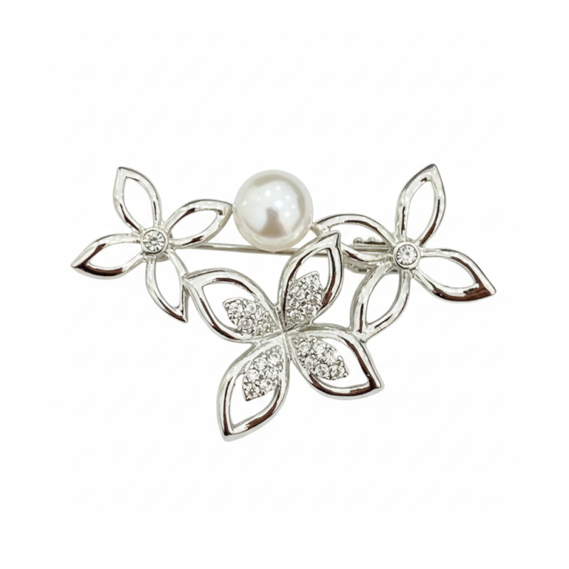 Brooch Natural Pearl 18K gold plated