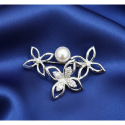 Brooch Natural Pearl 18K gold plated