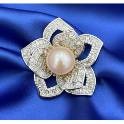 энгэрийн зүүлт Байгалийн цэвэр усны сувдан 18К алтаар бүрсэн