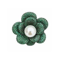 Green flower  Brooch,Pendant gold plated Natural Fresh water Pearl