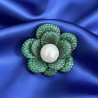 Green flower  Brooch,Pendant gold plated Natural Fresh water Pearl