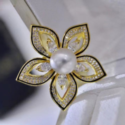 Big Natural Fresh water Pearl brooch,Pendant 18K gold plated