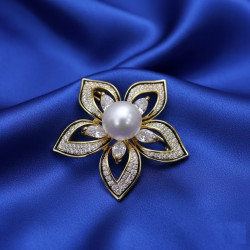 Big Natural Fresh water Pearl brooch,Pendant 18K gold plated