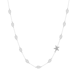 Starfish Cultured Round Pearl Necklace 925 Sterling Silver
