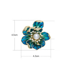 Green Enamel Natural Fresh water Pearl Brooch,Pendant 18K gold plated
