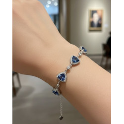 High grade blue zircon S925 Sterling Silver 18K white plated bracelet