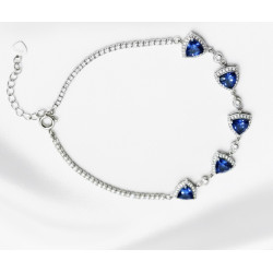 High grade blue zircon S925 Sterling Silver 18K white plated bracelet