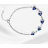 High grade blue zircon S925 Sterling Silver 18K white plated bracelet