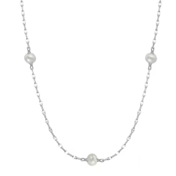 Gold plated Round Pearl Necklace 925 Sterling Silver