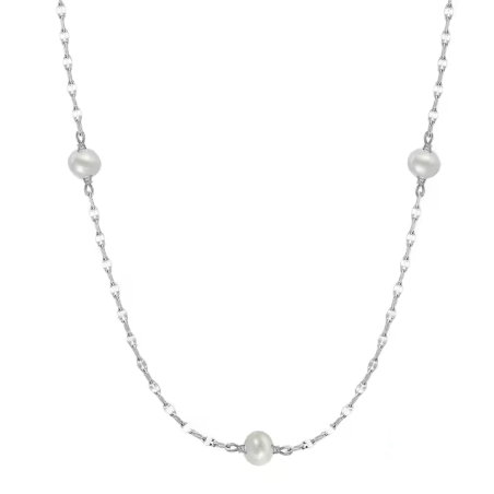 Gold plated Round Pearl Necklace 925 Sterling Silver