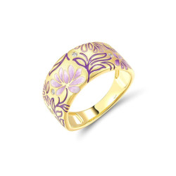 925 Sterling Silver Sparkling Enamel Flower Ring