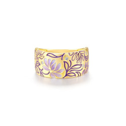 925 Sterling Silver Sparkling Enamel Flower Ring