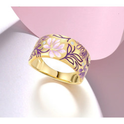 Алтаар бүрсэн цэцэгтэй 925 сорьцтой мөнгөн бөгж