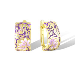 Sparkling Enamel Flower Earrings 925 Sterling Silver