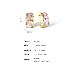 Sparkling Enamel Flower Earrings 925 Sterling Silver