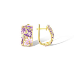 Sparkling Enamel Flower Earrings 925 Sterling Silver