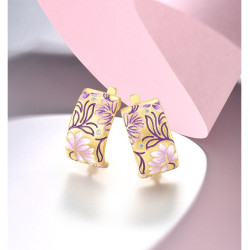 Sparkling Enamel Flower Earrings 925 Sterling Silver