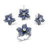 Blue Lily flower Genuine 925 Sterling Silver set