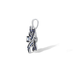 Blue Lily flower Genuine 925 Sterling Silver set