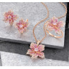Pink Lily flower Genuine 925 Sterling Silver set