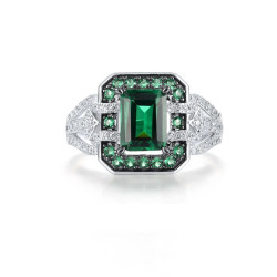 Green spinel 925 Sterling Silver Earrings Ring Set