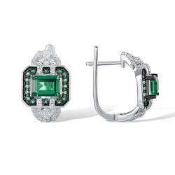 ногоон шпинель 925 сорьцтой мөнгөн ээмэг бөгжний хослол