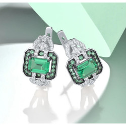 ногоон шпинель 925 сорьцтой мөнгөн ээмэг бөгжний хослол