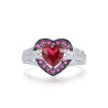 Created Ruby Heart Gold plated Silver Ring