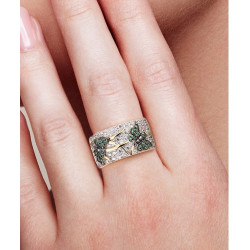 Ногоон цэцэг алтаар бүрсэн мөнгөн үнэт эдлэл