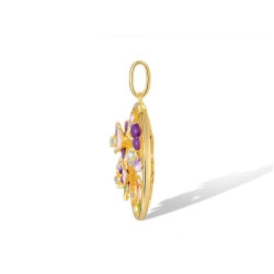 Ягаан цэцэгтэй Алтаар бүрсэн 925 сорьцтой мөнгөн ээмэг