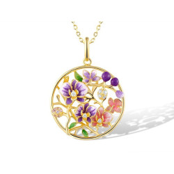 Beautiful 925 Sterling Silver Sparkling Enamel Flower Earrings