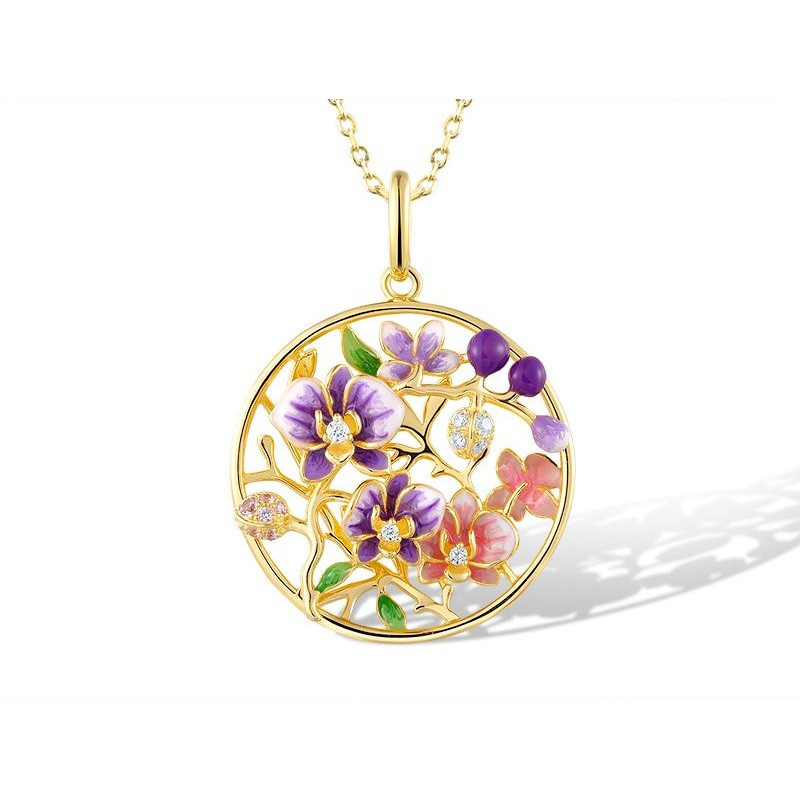 Beautiful 925 Sterling Silver Sparkling Enamel Flower Earrings