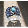 Sparkling Blue Spinel Earrings Ring Set S925 Solid silver