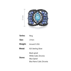 Sparkling Blue Spinel Earrings Ring Set S925 Solid silver