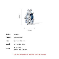 Sparkling Blue Spinel Earrings Ring Pendant Set S925 Solid silver