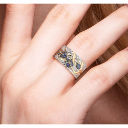 Tulip Gold plated Sterling Silver Ring Earring Set