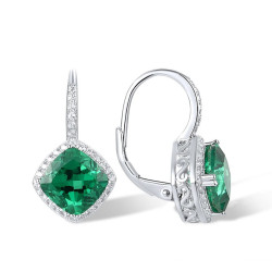Green Emerald Earrings Ring Set S925 Solid silver