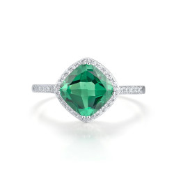 Green Emerald Earrings Ring Set S925 Solid silver