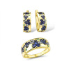 Blue Spinel Gold plated Sterling Silver Ring Earring Set