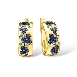 Blue Spinel Gold plated Sterling Silver Ring Earring Set