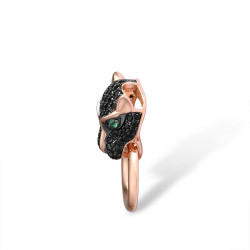 Black Green Spinel Panther  Genuine 925 Sterling Silver set