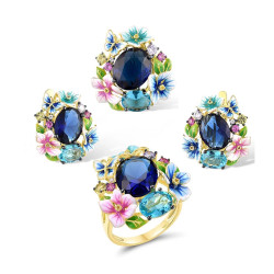 Sapphire Multicolor Enemal Sterling Silver Fine Jewelry